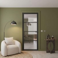 Internal Black Laminate Glazed Crittal Door with Clear Glass - Pre-Finished - 1981 x 838 x 35mm - Brent - XL Joinery