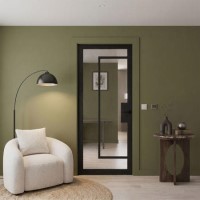 Internal Black Laminate Glazed Crittal Door with Clear Glass - Pre-Finished - 1981 x 762 x 35mm - Foundry - XL Joinery
