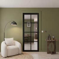Internal Black Laminate Glazed Crittal Door with Clear Glass - Pre-Finished - 1981 x 762 x 35mm - Haringey - XL Joinery