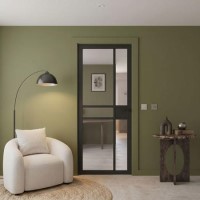 Internal Black Laminate Glazed Crittal Door with Clear Glass - Pre-Finished - 1981 x 838 x 35mm - Milton - XL Joinery