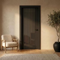 Internal Black Laminate Glazed Door with Clear Glass - Pre-Finished - 1981 x 838 x 35mm - Stria - XL Joinery