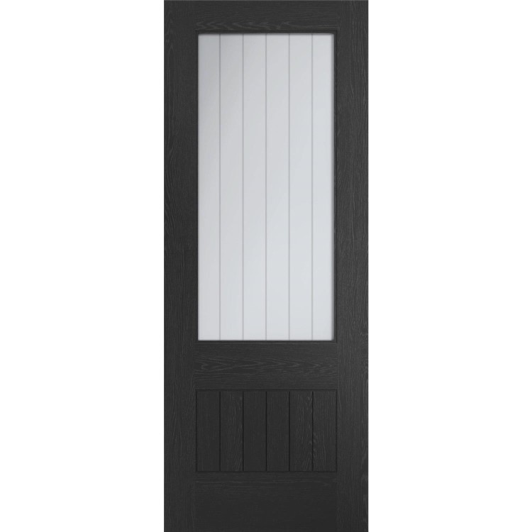 Internal Black Half-Glazed Cottage Door with Clear Etched Glass - 1981 x 610 x 35mm - Suffolk - XL Joinery