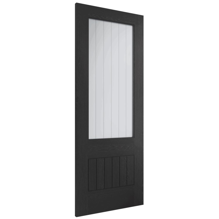 Internal Black Half-Glazed Cottage Door with Clear Etched Glass - 1981 x 610 x 35mm - Suffolk - XL Joinery