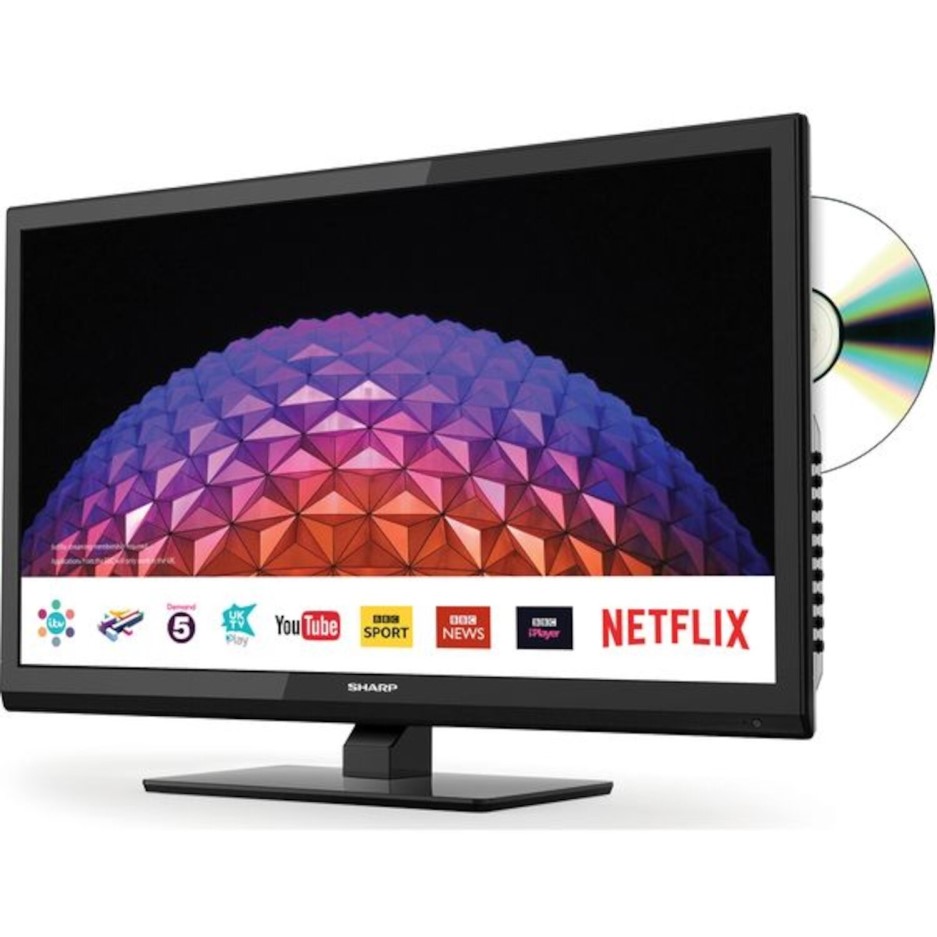 GRADE A1 Sharp LC24DHG6001KF 24" Smart LED TV With built in DVD