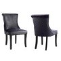 Pair of Dark Grey Velvet Dining Chairs with Quilted Back - Lucille