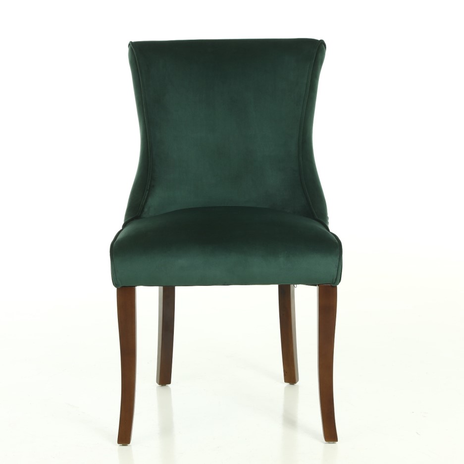 Pair of Green Velvet Dining Chairs with Quilted Back - Lucille - BuyItDirect.ie