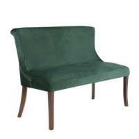 Large Green Velvet Dining Bench with Back -  Seats 2 - Lucille