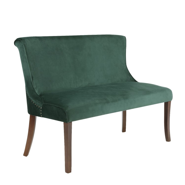 Large Green Velvet Dining Bench with Back -  Seats 2 - Lucille