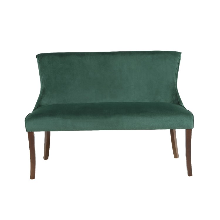 Large Green Velvet Dining Bench with Back -  Seats 2 - Lucille