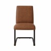 Set of 2 Faux Leather Cantilever Tan Dining Chairs - Lucas