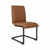 Set of 2 Faux Leather Cantilever Tan Dining Chairs - Lucas
