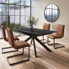 Set of 2 Faux Leather Cantilever Tan Dining Chairs - Lucas