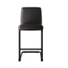 Black Faux Leather Cantilever Kitchen Stool with Back - 66cm - Lucas