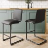 Black Faux Leather Cantilever Kitchen Stool with Back - 66cm - Lucas