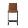 Tan Faux Leather Cantilever Kitchen Stool with Back - 66cm - Lucas