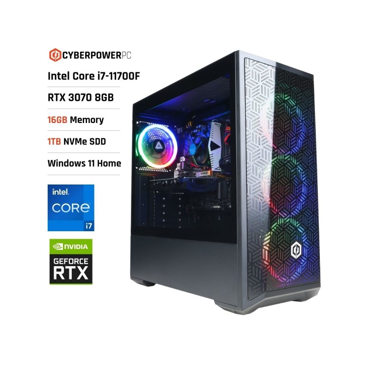 CyberpowerPC NR640 Intel Core i7-11700F NVIDIA GeForce RTX 3070 16GB RAM 1TB SSD Windows 11 Home Gaming PC