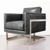 Black Leather Armchair with Silver rame - Lexington