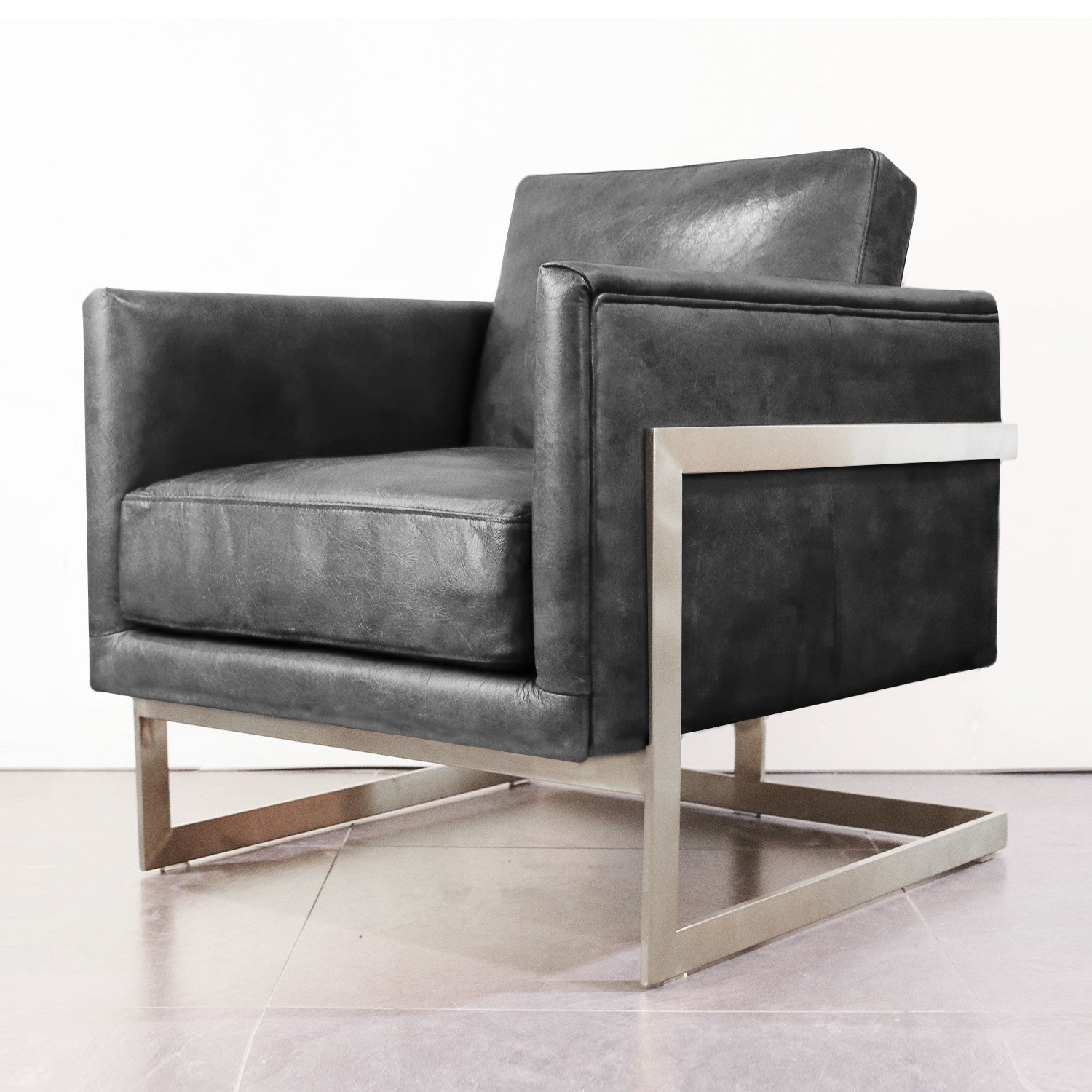 Lexington Black Leather Armchair Mid Century Style It Direct Lexington Black Leather Armchair Mid