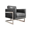 Black Leather Armchair with Silver rame - Lexington