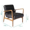 Shoreditch Leather Armchair in Black- Mid Century Style