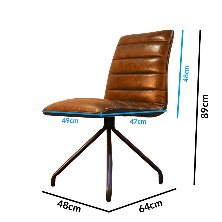 Industrial Real Leather Dining Chair - Vintage Tan Brown - Hayden Range