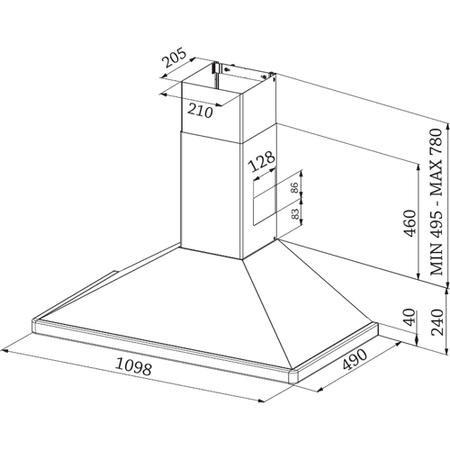 Rangemaster 110cm Chimney Cooker Hood - Cream with Chrome Badge