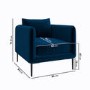 Navy Velvet 3 Seater Sofa and Armchair Set - Lenny