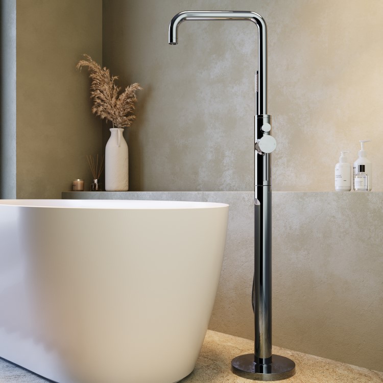 Chrome Freestanding Bath Shower Mixer Tap - Lenton