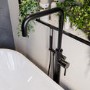 GRADE A1 - Matt Black Freestanding Bath Shower Mixer Tap - Lenton
