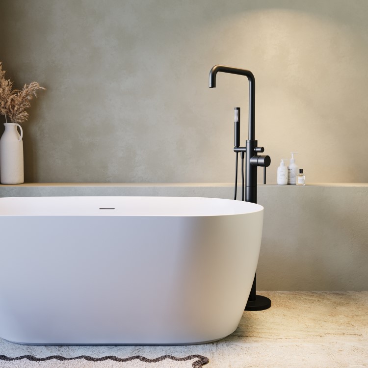 Matt Black Freestanding Bath Shower Mixer Tap - Lenton