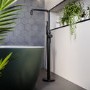 GRADE A1 - Matt Black Freestanding Bath Shower Mixer Tap - Lenton