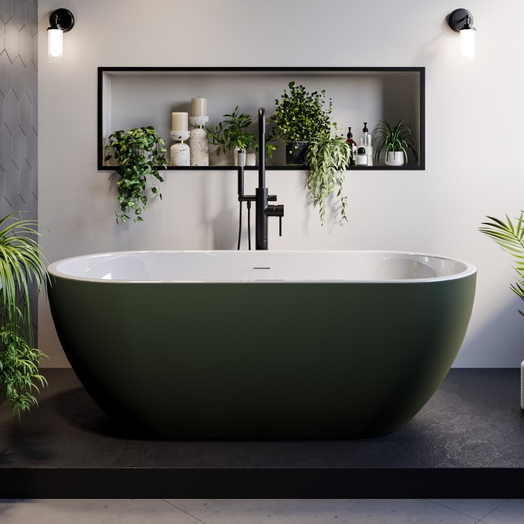 GRADE A1 - Matt Black Freestanding Bath Shower Mixer Tap - Lenton