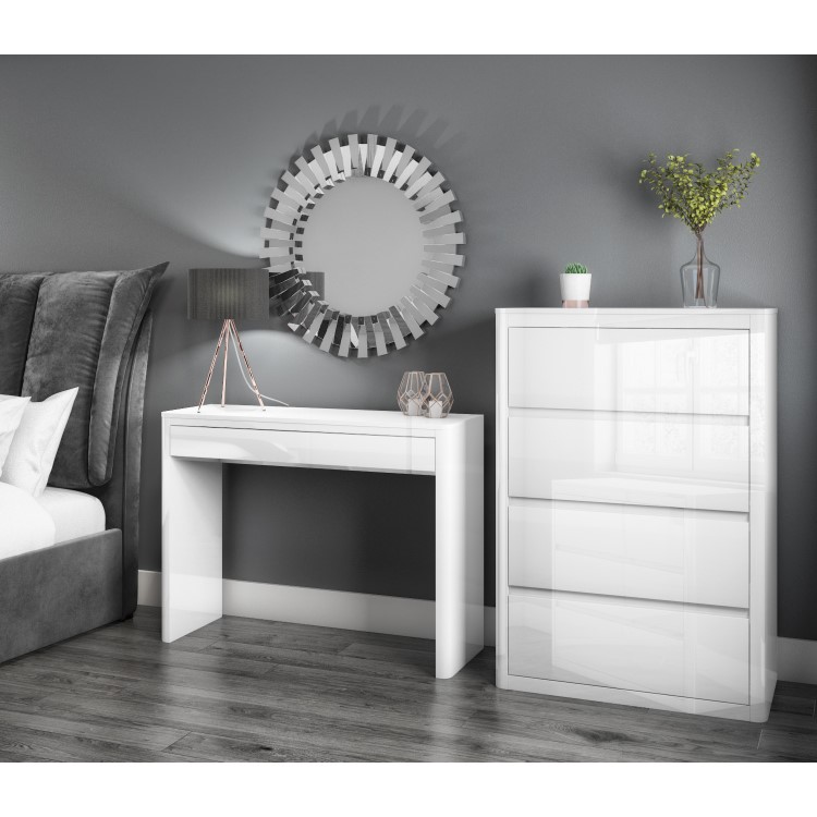 Lexi White High Gloss 4 Drawer Chest of Drawers