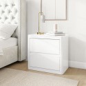 LEX002 White High Gloss 2 Drawer Bedside Table with Curved Edges - Lexi