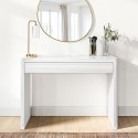 LEX004 White High Gloss Dressing Table with Drawer and Curved Edges - Lexi