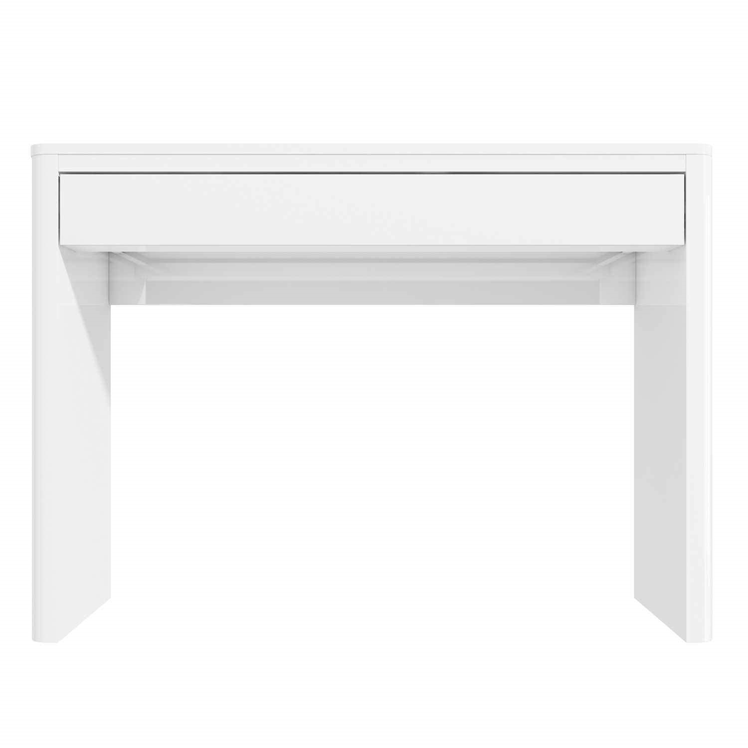 modern white high gloss dressing table White High Gloss Dressing Table with Drawer and Curved Edges - Lexi