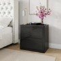 Grey High Gloss Curved 2 Drawer Bedside Table - Lexi