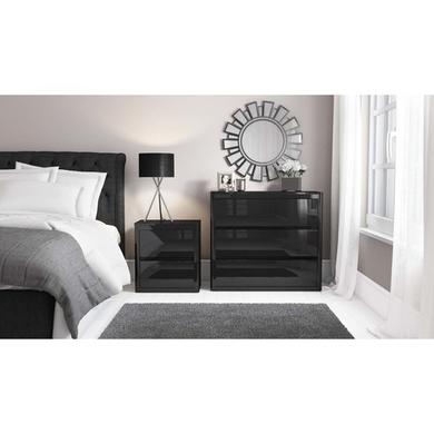 Lexi Black High Gloss 2 Drawer Bedside Table