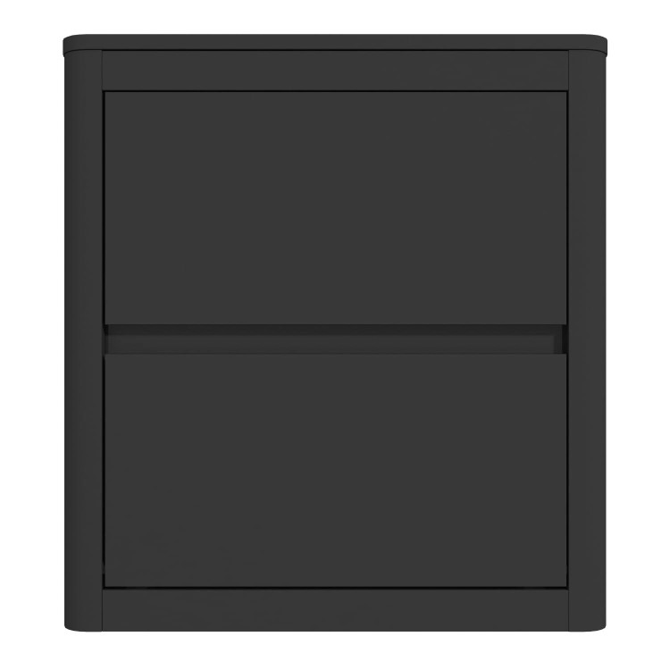 Grey High Gloss Curved 2 Drawer Bedside Table - Lexi