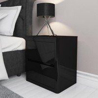 Lexi Black High Gloss 2 Drawer Bedside Table