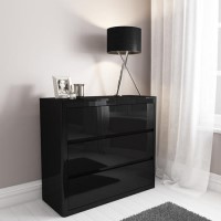 Lexi Black High Gloss 3 Drawer Chest of Drawers