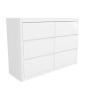 Wide White High Gloss Chest of 6 Drawers with Curved Edges - Lexi