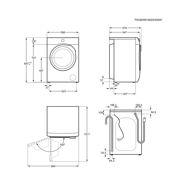 AEG 6000 Series ProSense® 8kg 1400rpm Washing Machine - White