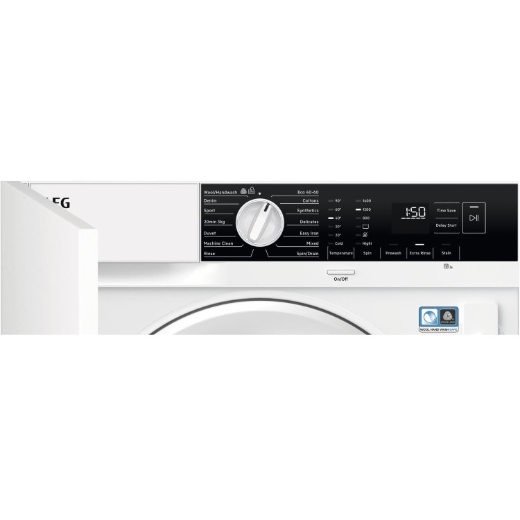 Refurbished AEG 6000 Series ProSense LFX6G8434BI Integrated 8KG 1400 Spin Washing Machine White