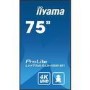Refurbished iiyama LH7565UHSB-B1 Signage Display Kiosk design 189.2 cm 74.5" LED Wi-Fi 800 cd/m² 4K Ultra HD Black Built-in processor Android 11 24/7
