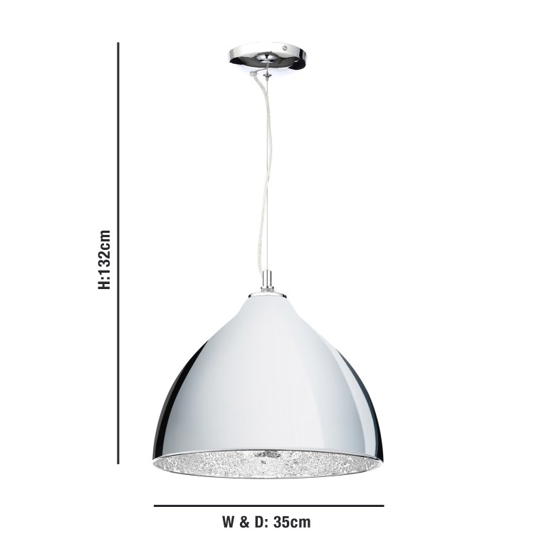 ONLY OPENED - Chrome Dome Pendant Light Mosaic Inner - Eli
