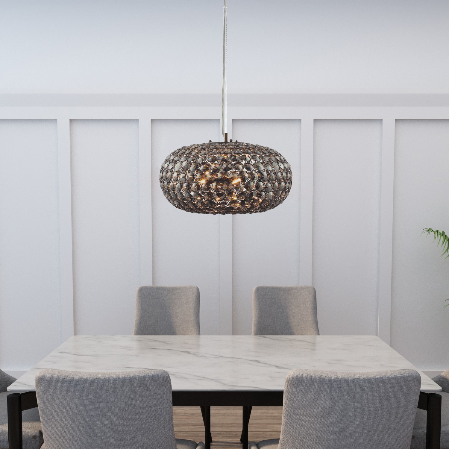 Grey smoked on sale glass pendant light