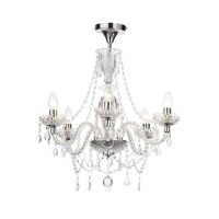 Silver Chandelier with Crystals & 5 Lights - Bryony