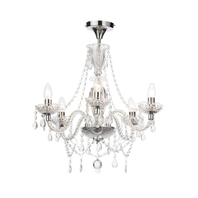 Silver Chandelier with Crystals & 5 Lights - Bryony