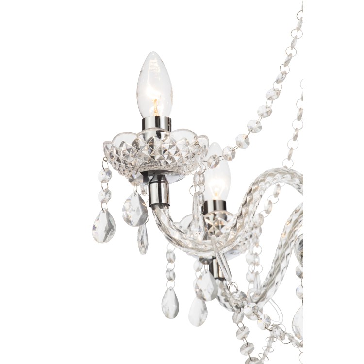 Silver Chandelier with Crystals & 5 Lights - Bryony